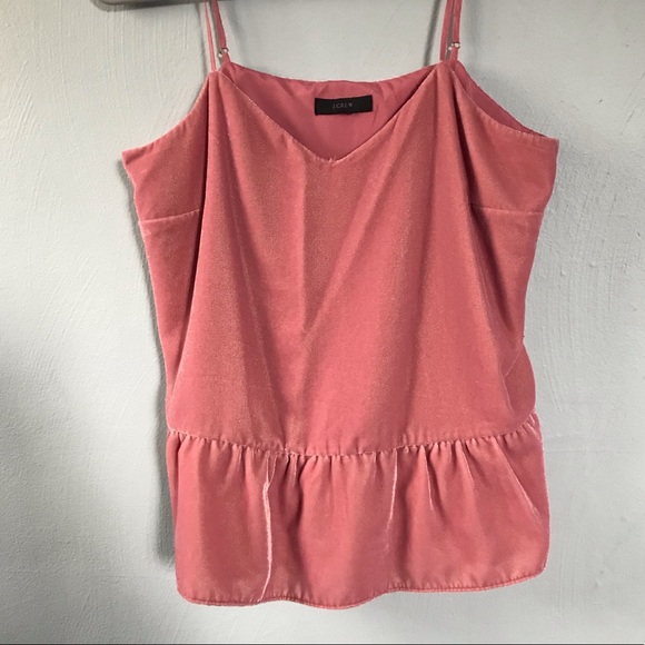 J Crew pink velvet Peplum camisole Petite 6 - Picture 2 of 5